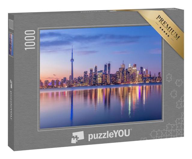 Puzzle 1000 Teile „Skyline von Toronto mit violettem Licht, Toronto, Ontario, Kanada“