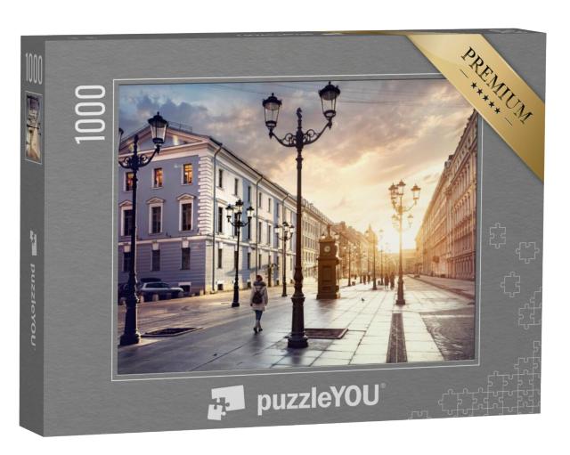 Puzzel 1000 stukjes „Vrouw op straat met lantaarns, Sank. Petersburg, Rusland“