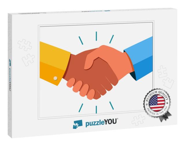Shaking Hands Business Vector Illustration with Abstract... Jigsaw Puzzle