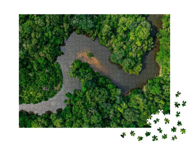 Puzzle 1000 Teile „Dschungel, von einem breiten Fluss durchzogen“