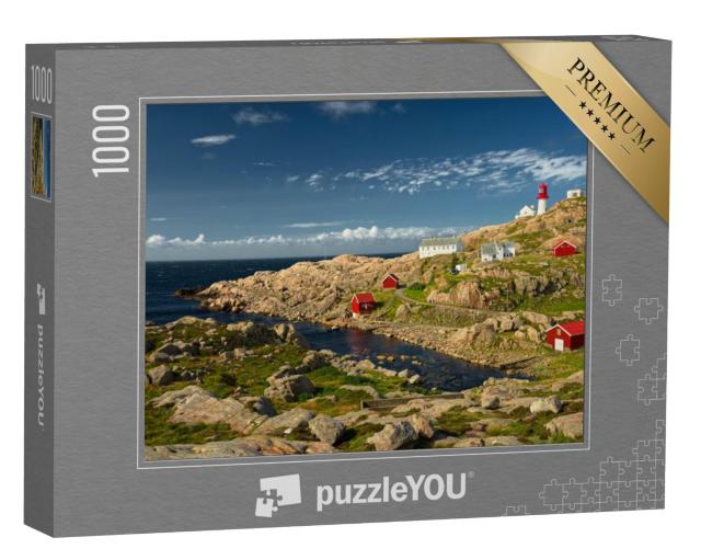 Puzzel 1000 stukjes „Vuurtoren aan de rand van de rotskust, Zuid-Noorwegen“