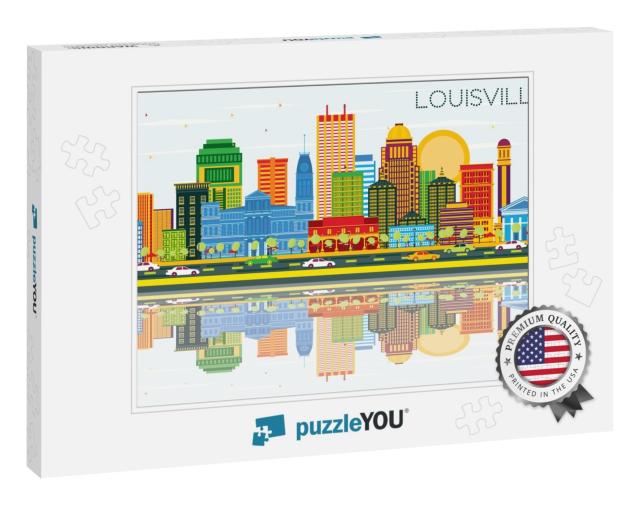 Louisville Kentucky USA City Skyline with Color Buildings... Jigsaw Puzzle