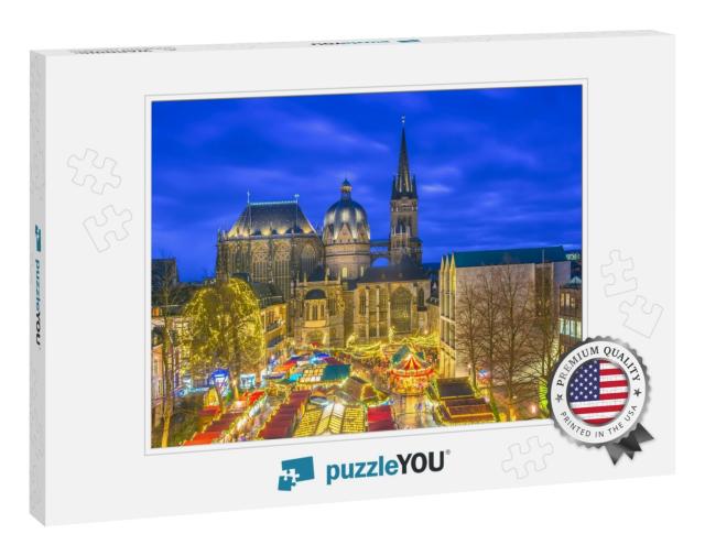 Aachen Cathedral with Famous Christmas Market in the Fore... Jigsaw Puzzle