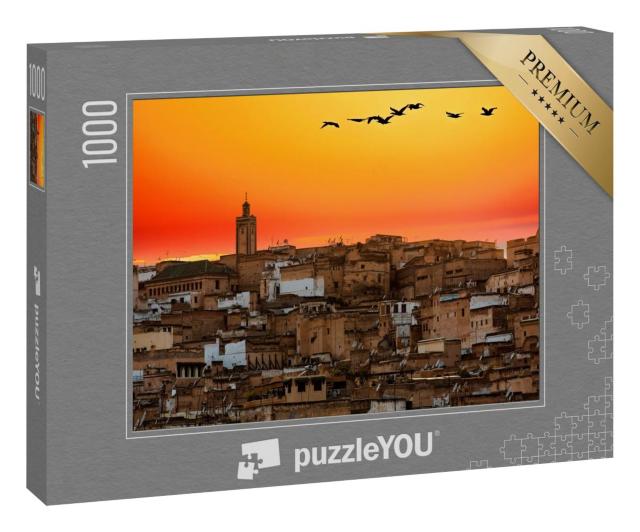 Puzzle 100 Teile „Sonnenuntergang in Fez, Marokko“