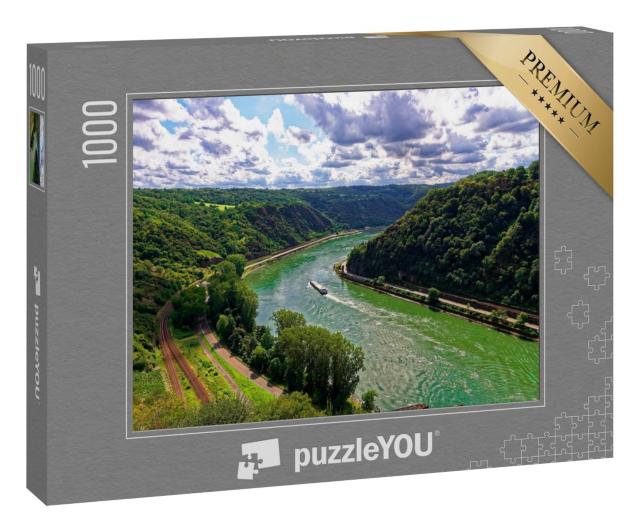 Puzzle 1000 Teile „Blick von der Loreley auf den Rhein bei St. Goarshausen, Oberes Mittelrheintal“