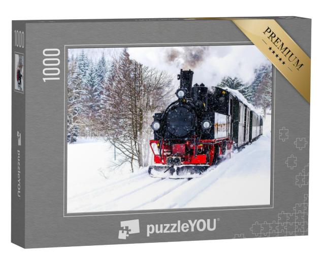 Puzzel 1000 stukjes „Stoomtreinreis door het winterlandschap“