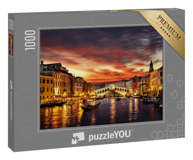 Puzzle 1000 Teile „Rialtobrücke im Sonnenuntergang, Venedig, Italien“