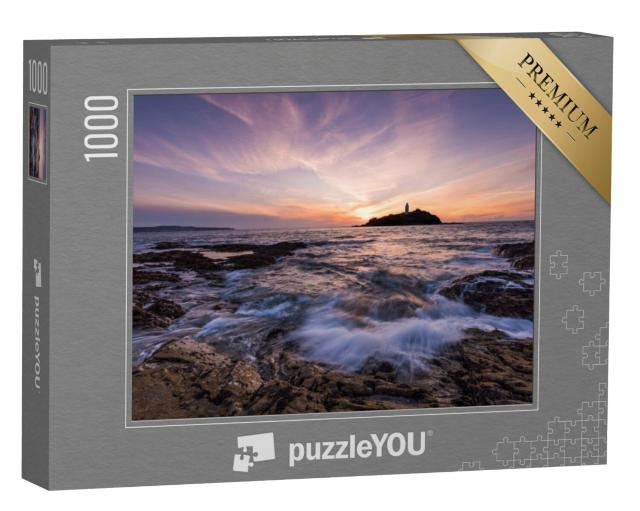 Puzzel 1000 stukjes „Vuurtoren van Godrevy in het avondlicht, Cornwall“