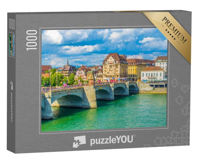 Puzzel 1000 stukjes „Rijnoever in Bazel, Zwitserland“