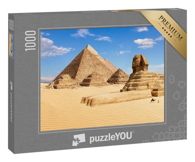 Puzzle 1000 Teile „Die Pyramiden von Gizeh und die Sphinx, Ägypten“