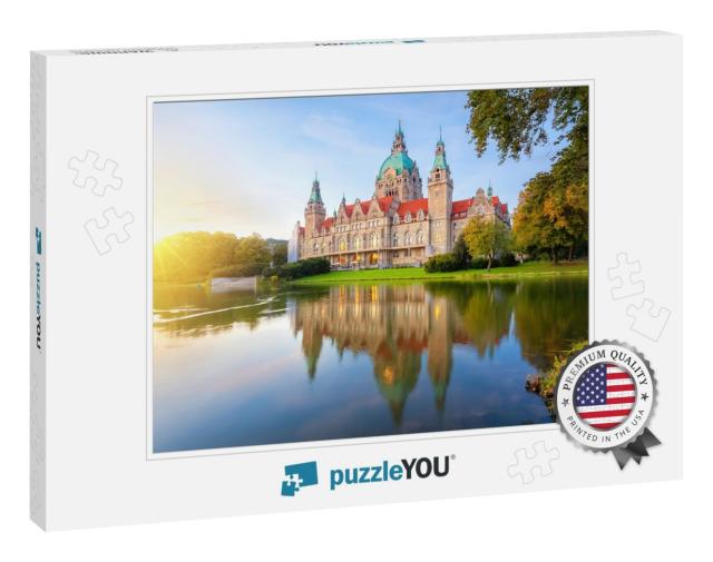 Hanover, Germany. Building of New Town Hall Reflecting in... Jigsaw Puzzle