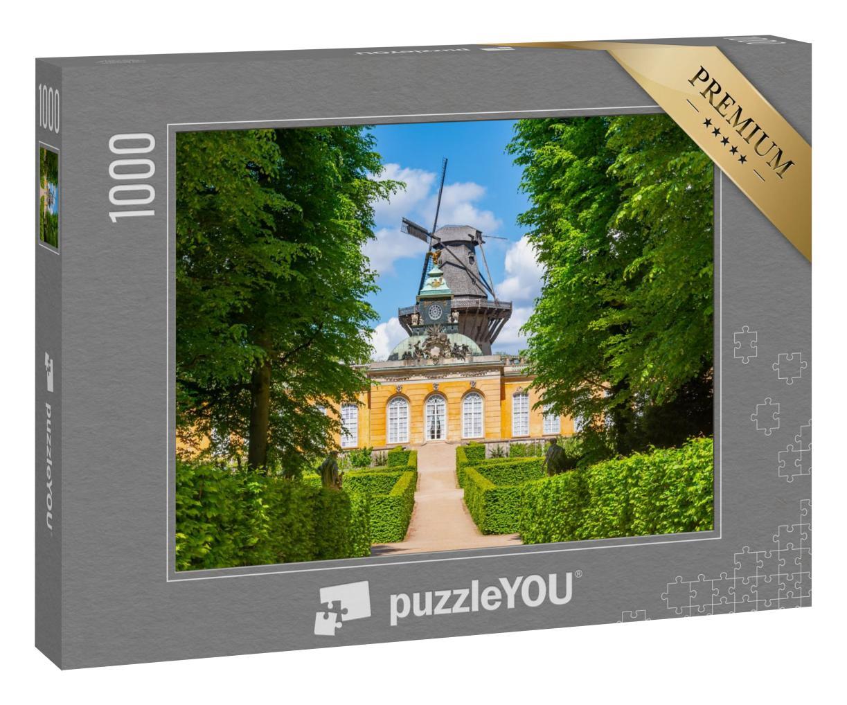 Puzzle 1000 Teile „Schloss Neue Kammern und Windmühle im Park Sanssouci, Potsdam“