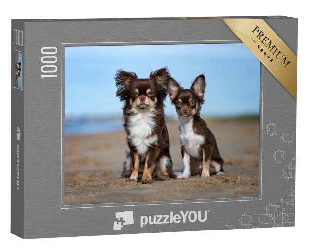 Puzzel 1000 stukjes „Chihuahua en puppy buiten“