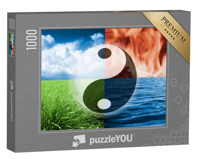 Puzzel 1000 stukjes „Yinyang bal tegen vier elementen“