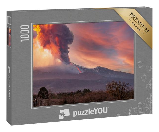 Puzzle 1000 Teile „Blick auf den Vulkan Ätna während des Ausbruchs am 16. Februar 2020“
