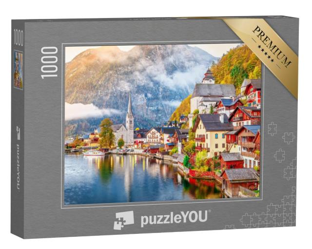 Puzzel 1000 stukjes „Hallstatt meer met oever en bergen, Oostenrijk“