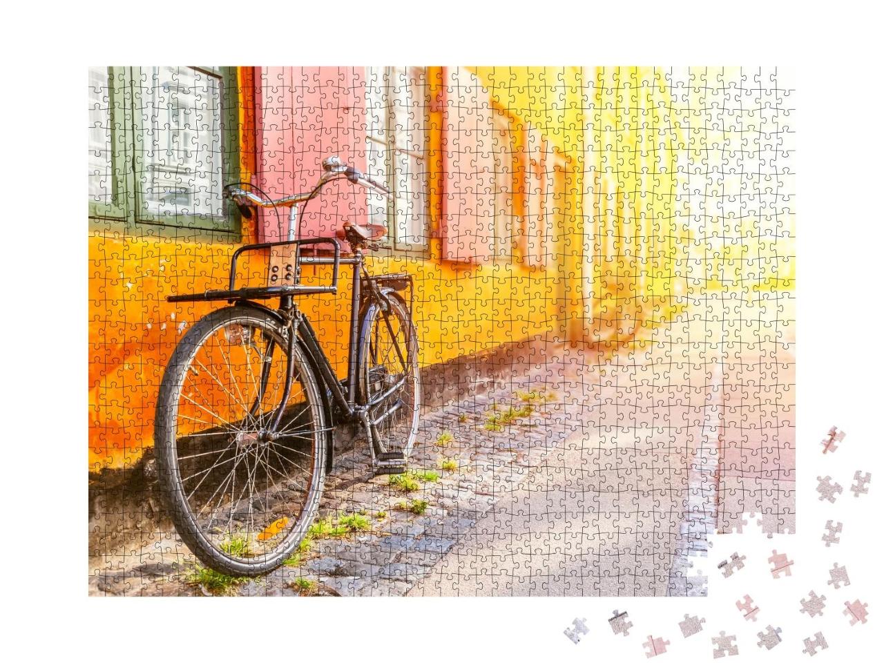 Puzzle 1000 Teile „Altes gelbes Haus des Stadtteils Nyboder, Kopenhagen, Dänemark“