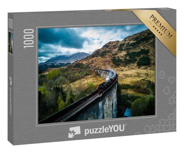 Puzzle 100 Teile „Dampfzug auf dem berühmten Glenfinnan-Viadukt, Schottland“