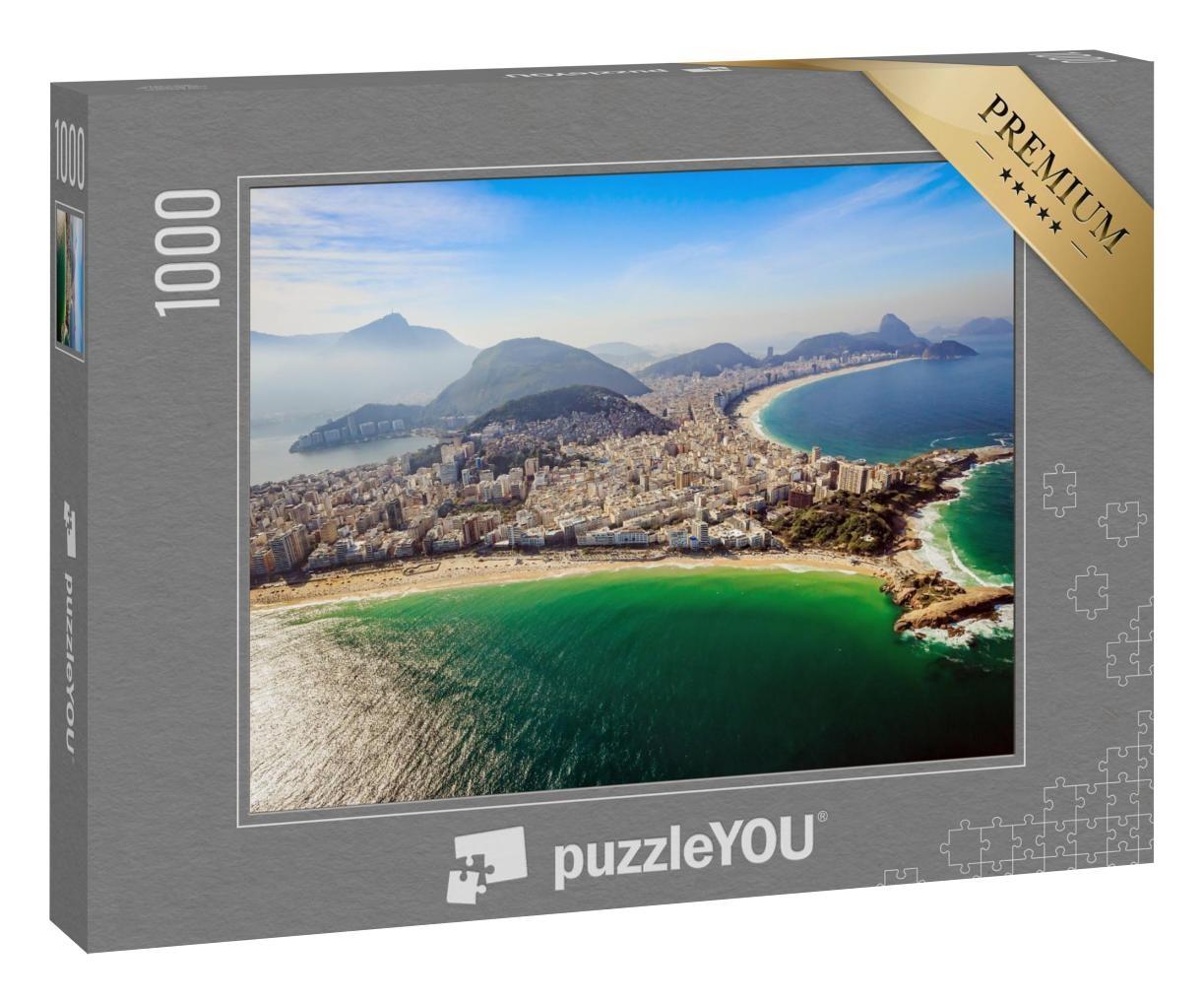 Puzzle 1000 Teile „Luftaufnahme des berühmten Copacabana Beach und Ipanema Beach“