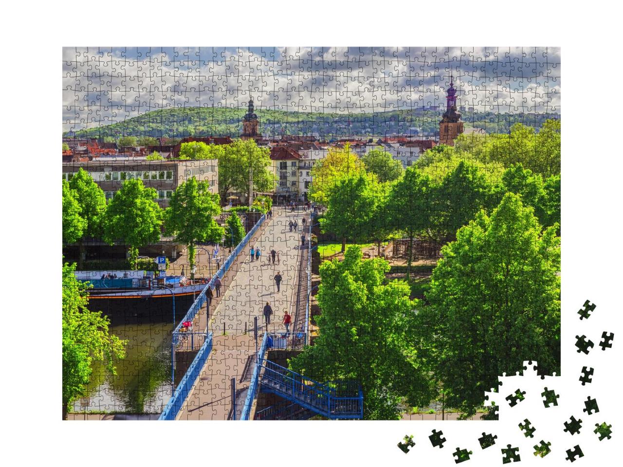 Puzzle 1000 Teile „Saarbrücken: alte Brücke und Altstadt, Saarland, Deutschland“