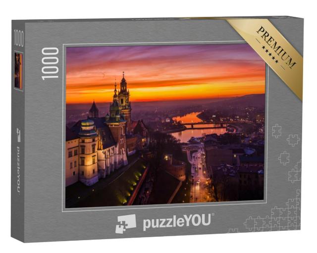 Puzzel 1000 stukjes „Zonsondergang boven Kasteel Wawel, Krakau, Polen“