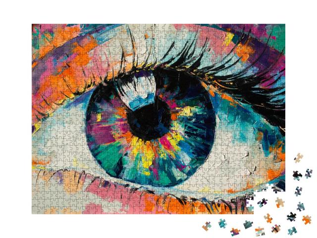 Puzzle 1000 Teile „Konzeptuelles abstraktes Bild des Auges, Ölgemälde“