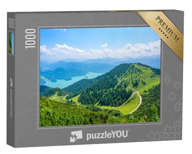 Puzzel 1000 stukjes „Uitzicht vanaf de berg Herzogstand naar het meer Walchensee“