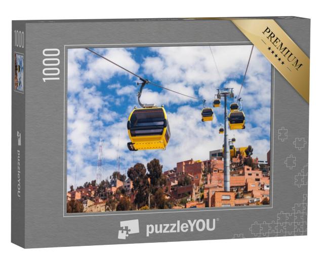 Puzzel 1000 stukjes „Teleferico: een kabelbaan in het centrum van de stad, La Paz, Bolivia“