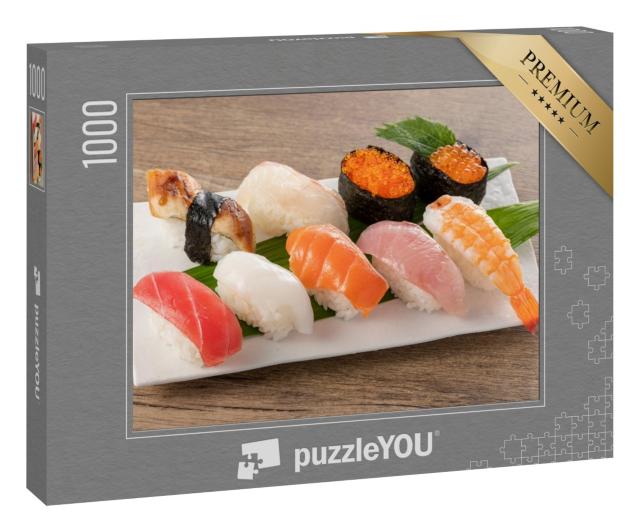 Puzzle 1000 Teile „Nigiri-Sushi auf einem Teller“