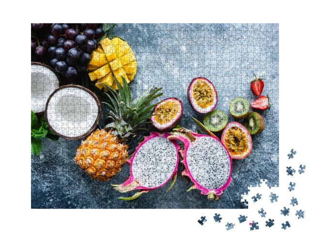 Puzzle 1000 Teile „Gruppe von exotischen tropischen Früchten“