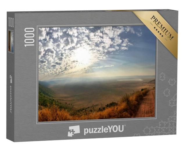 Puzzel 1000 stukjes „Panorama van de Ngorongorokrater met een zonnige, blauwe lucht“