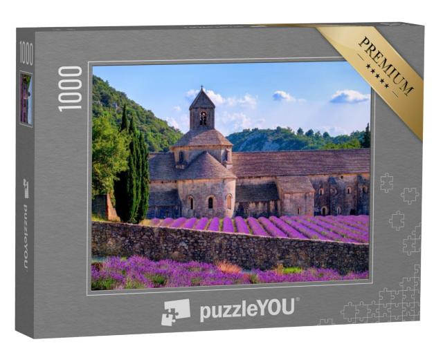 Puzzel 1000 stukjes „Paarse lavendelvelden in bloei bij het klooster van Senanque, Provence, Zuid-Frankrijk“