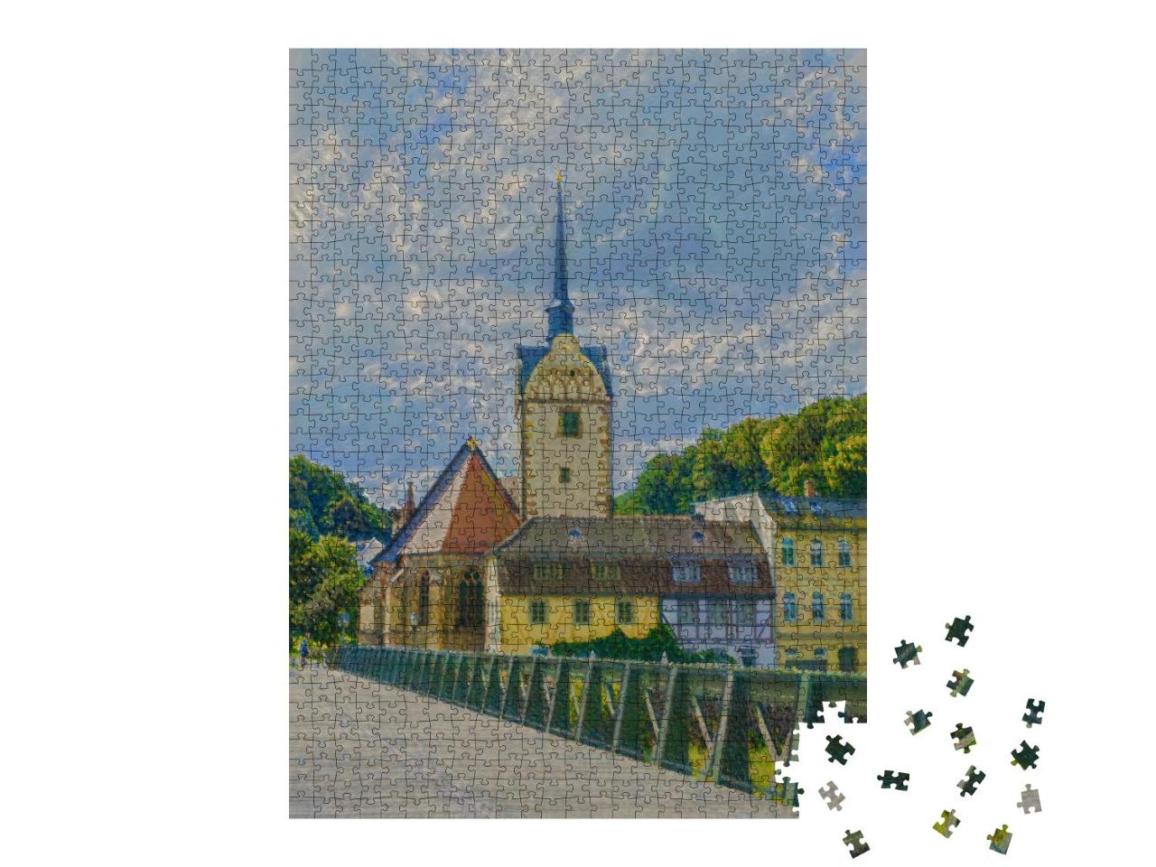 Puzzle 1000 Teile „im Kunst-Stil von Claude Monet - Die Marienkirche in Gera - Puzzle-Kollektion Künstler & Gemälde“