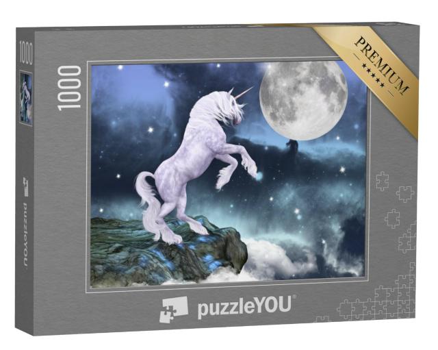 Puzzel 1000 stukjes „Eenhoorn over een rots“