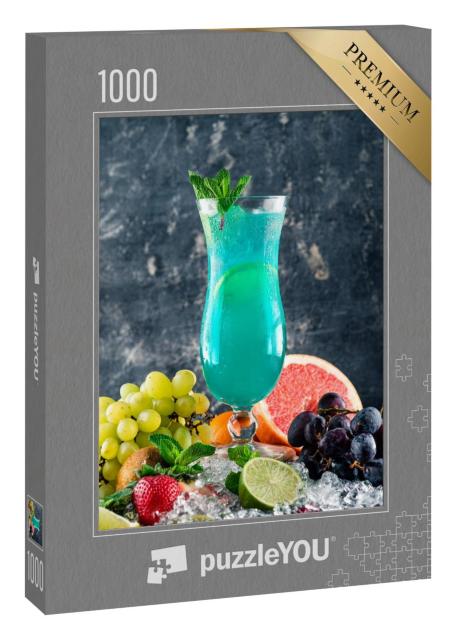 Puzzle 1000 Teile „Blaue-Lagune-Cocktail mit Minze und frischem Obst“