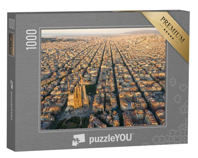 Puzzel 1000 stukjes „Adembenemende luchtfoto van de stad Barcelona, Spanje“