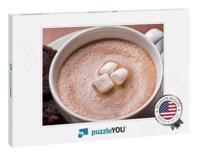 Close Up of a Fresh Creamy Cup of Hot Chocolate with Mars... Jigsaw Puzzle