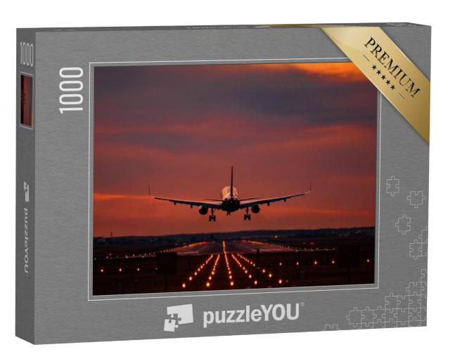 Puzzel 1000 stukjes „Landing bij zonsondergang op Otopeni Airport“