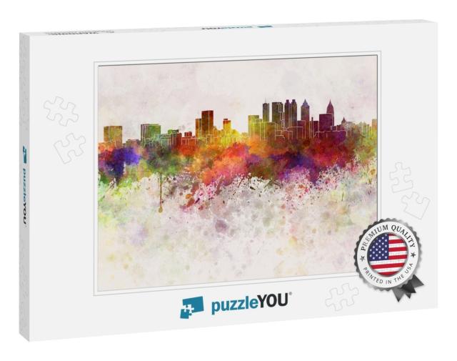 Atlanta Skyline in Watercolor Background... Jigsaw Puzzle