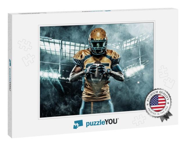 American Football Sportsman Player on Stadium with Lights... Jigsaw Puzzle