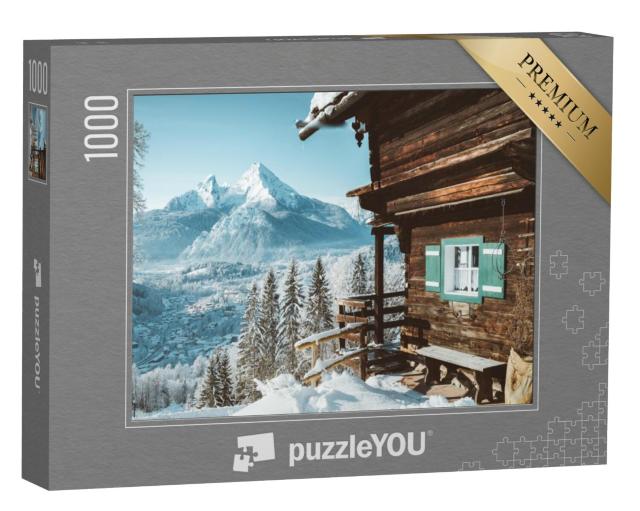 Puzzel 1000 stukjes „Idyllische berghut in besneeuwde bergen“