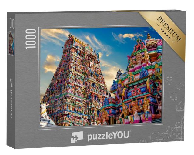 Puzzel 1000 stukjes „Kleurrijke gopura in de hindoetempel Kapaleeshwarar, India“