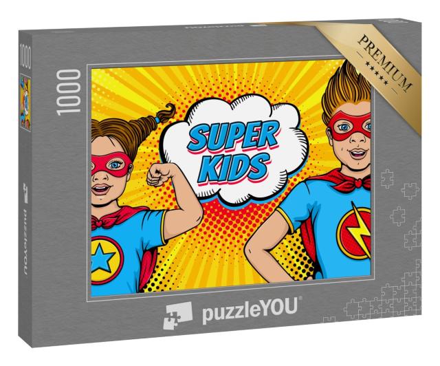 Puzzle 1000 Teile „Pop-Art-Comic mit Mädchen und Junge“