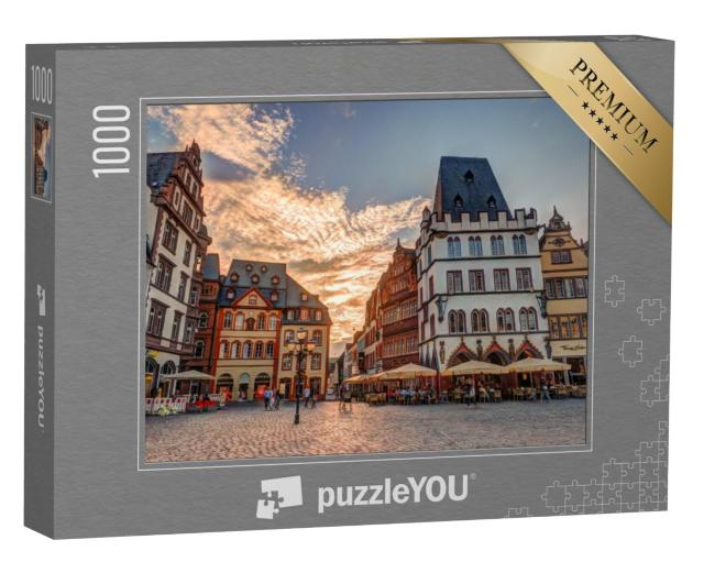 Puzzel 1000 stukjes „Historische huisgevels op het grote marktplein in Trier, Rijnland-Palts, Duitsland“