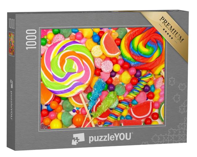 Puzzel 1000 stukjes „Diverse snoepjes, met lolly's, kauwgomballen en geleisnoepjes“