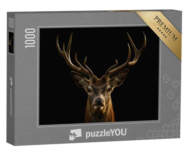 Puzzel 1000 stukjes „Portret: majestueus edelhert met groot gewei“