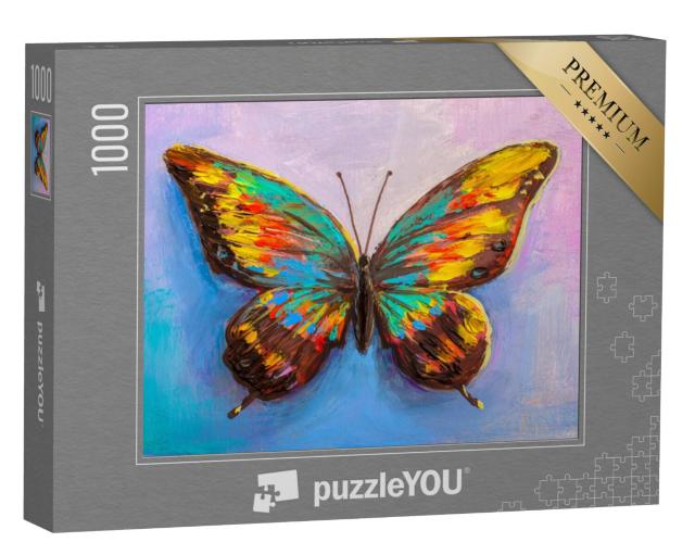 Puzzel 1000 stukjes „Olieverfschilderij, mooie vlinder“