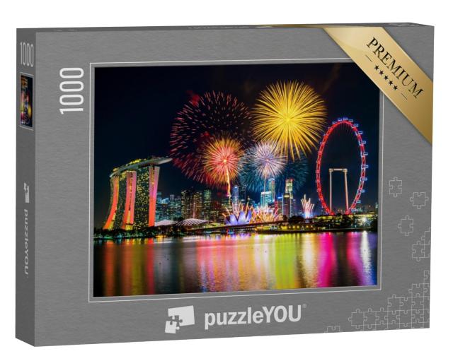 Puzzel 1000 stukjes „Vuurwerk boven Singapore“