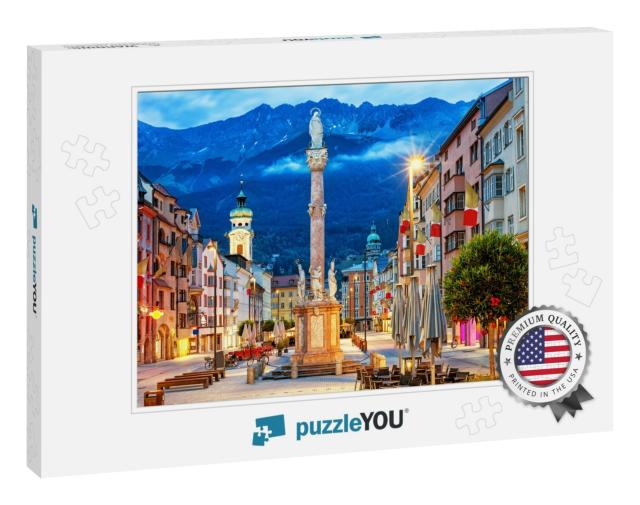 Innsbruck Old Town in Alps Mountains, Tyrol, Austria... Jigsaw Puzzle
