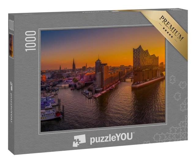 Puzzle 1000 Teile „Sonnenaufgang über Hamburg mit der Elbphilharmonie“
